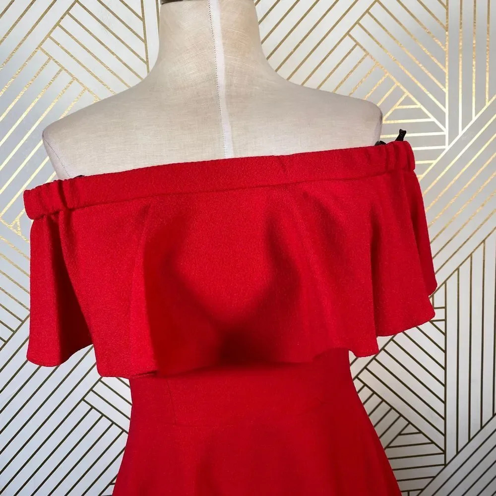 Black Halo Penelope Off the‎ Shoulder Dress in Red - Picture 5 of 12